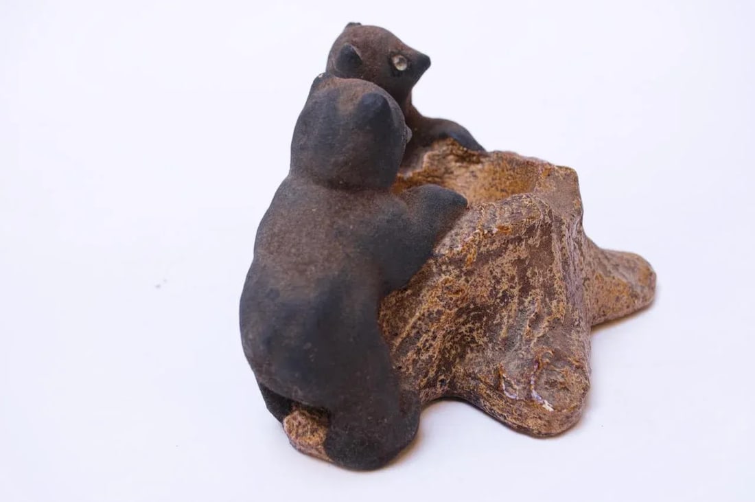 Vintage Chalkware Bear Cub Sculpture - 6