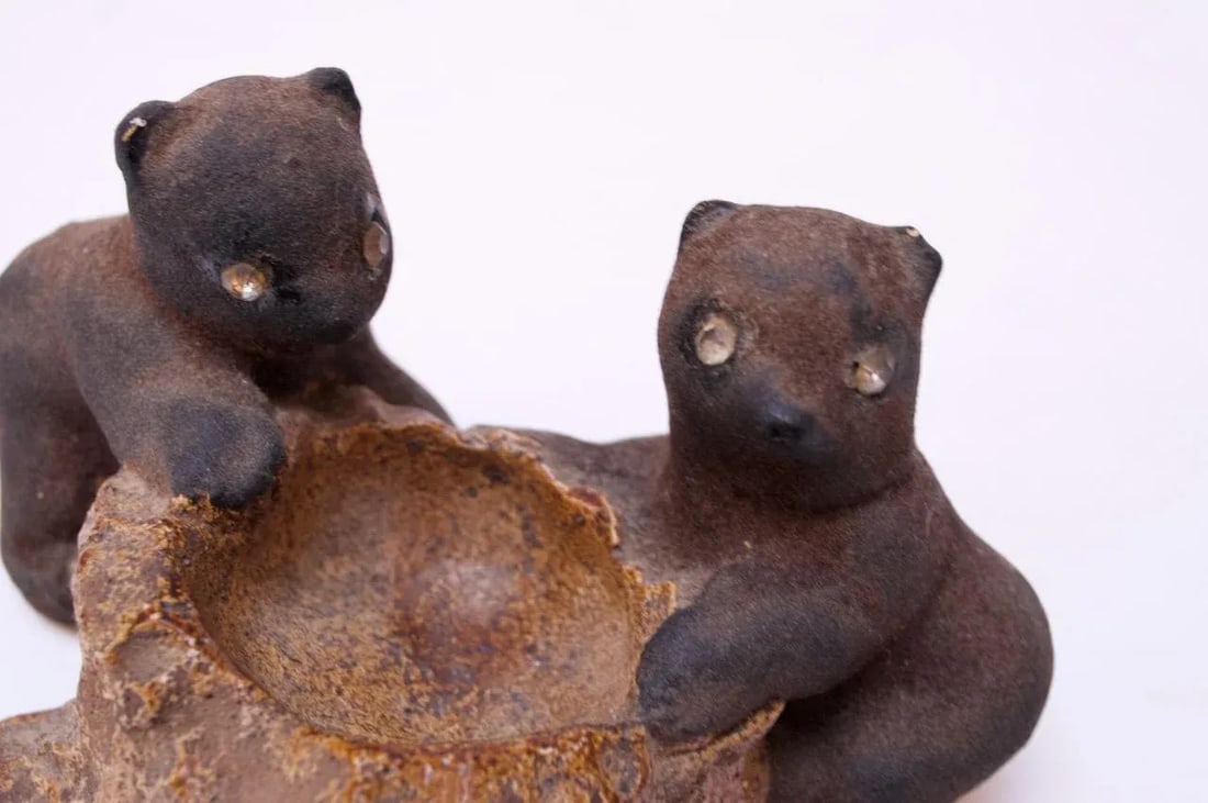 Vintage Chalkware Bear Cub Sculpture - 8