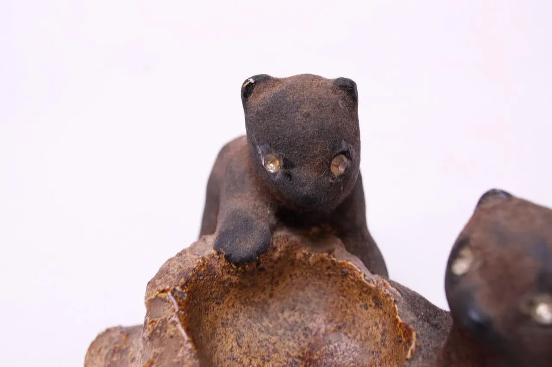 Vintage Chalkware Bear Cub Sculpture - 9