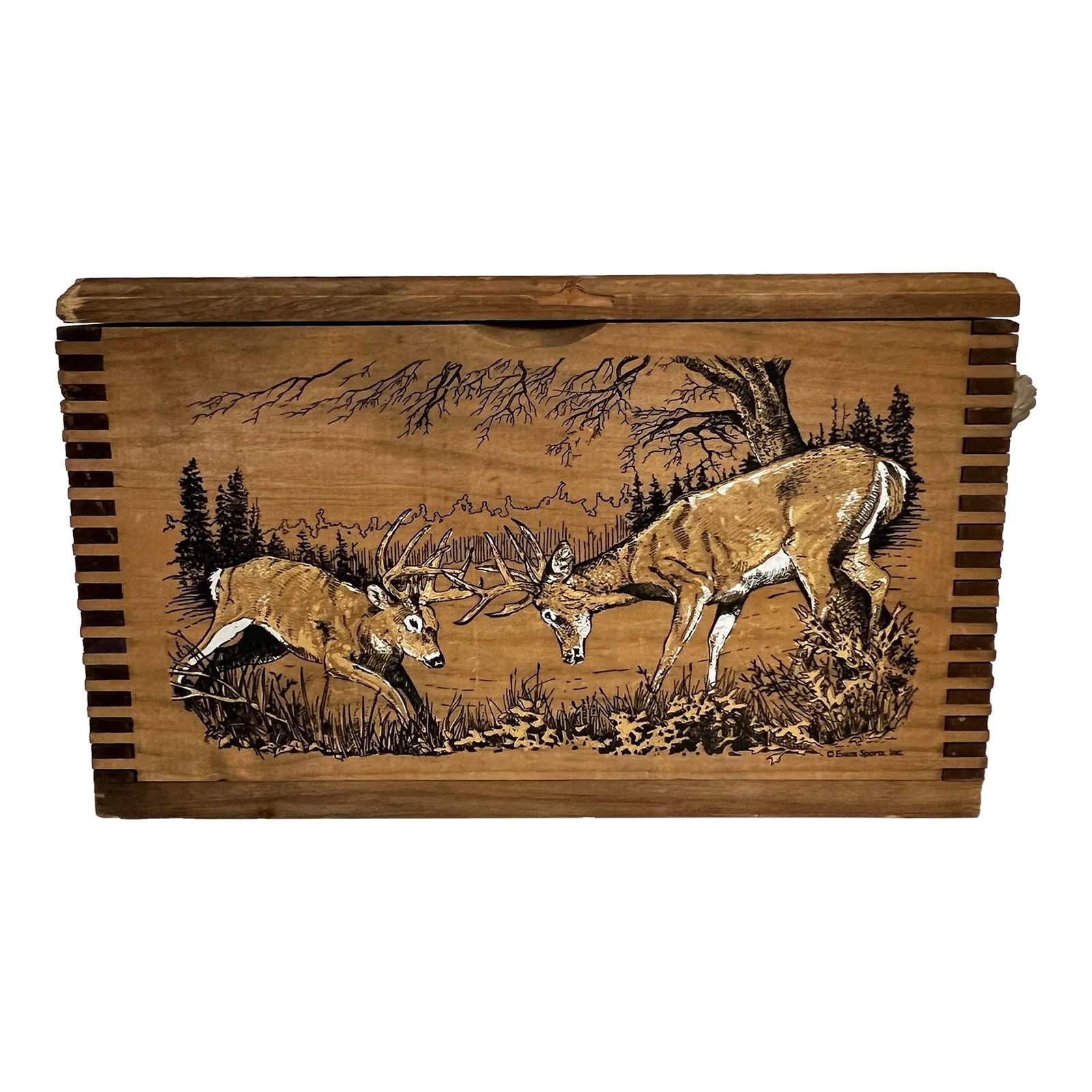 Pine Wood Decorative Box W/ Deer Scene (1 of 5)