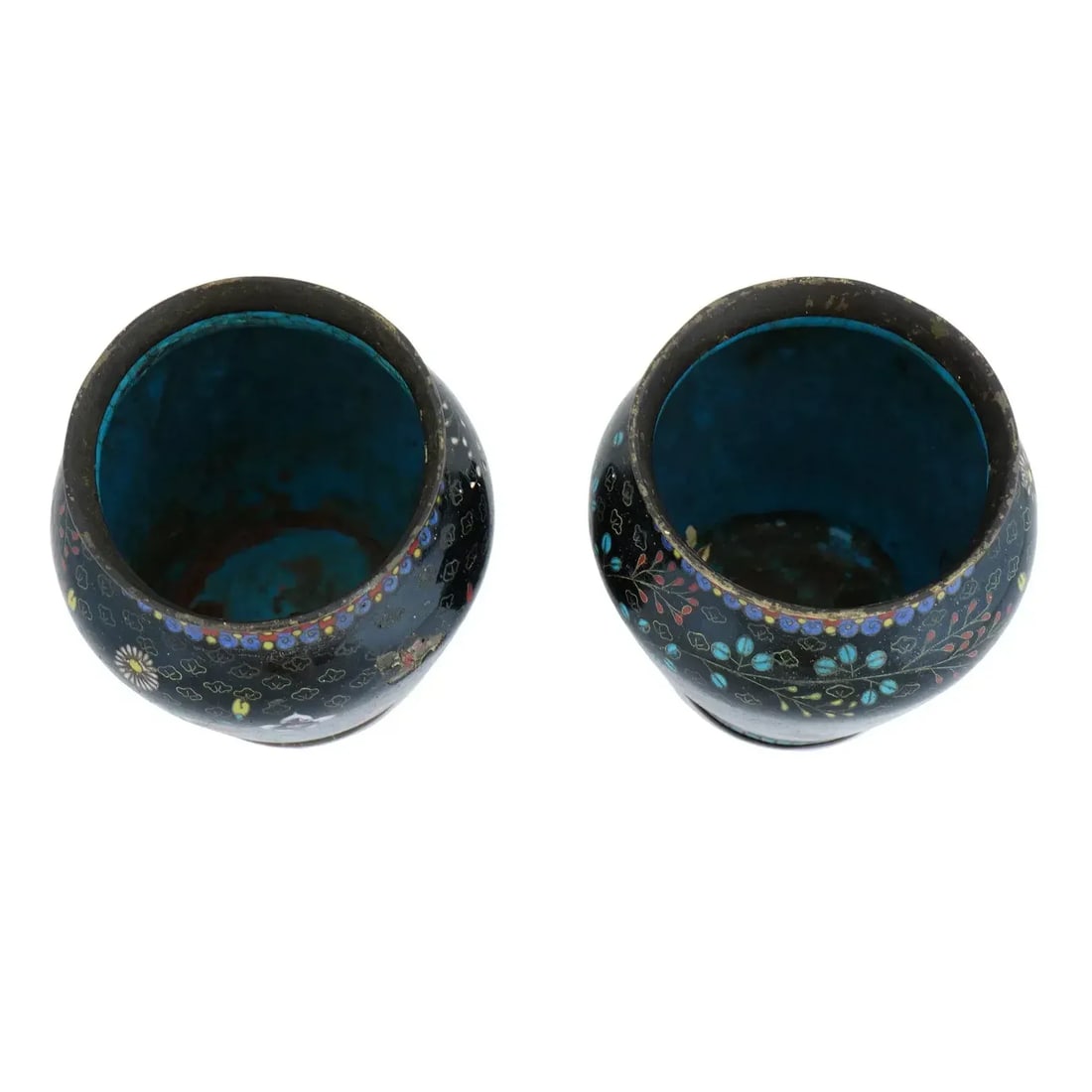Antique Early Meiji Japanese Cloisonne Enamel Vases - a Pair - 2