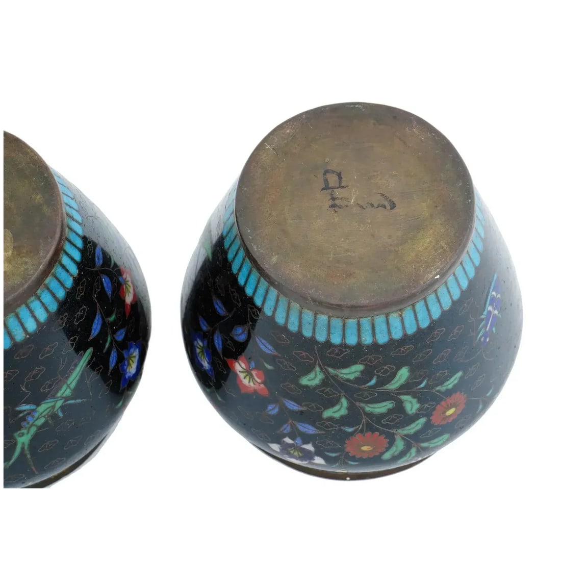 Antique Early Meiji Japanese Cloisonne Enamel Vases - a Pair - 5