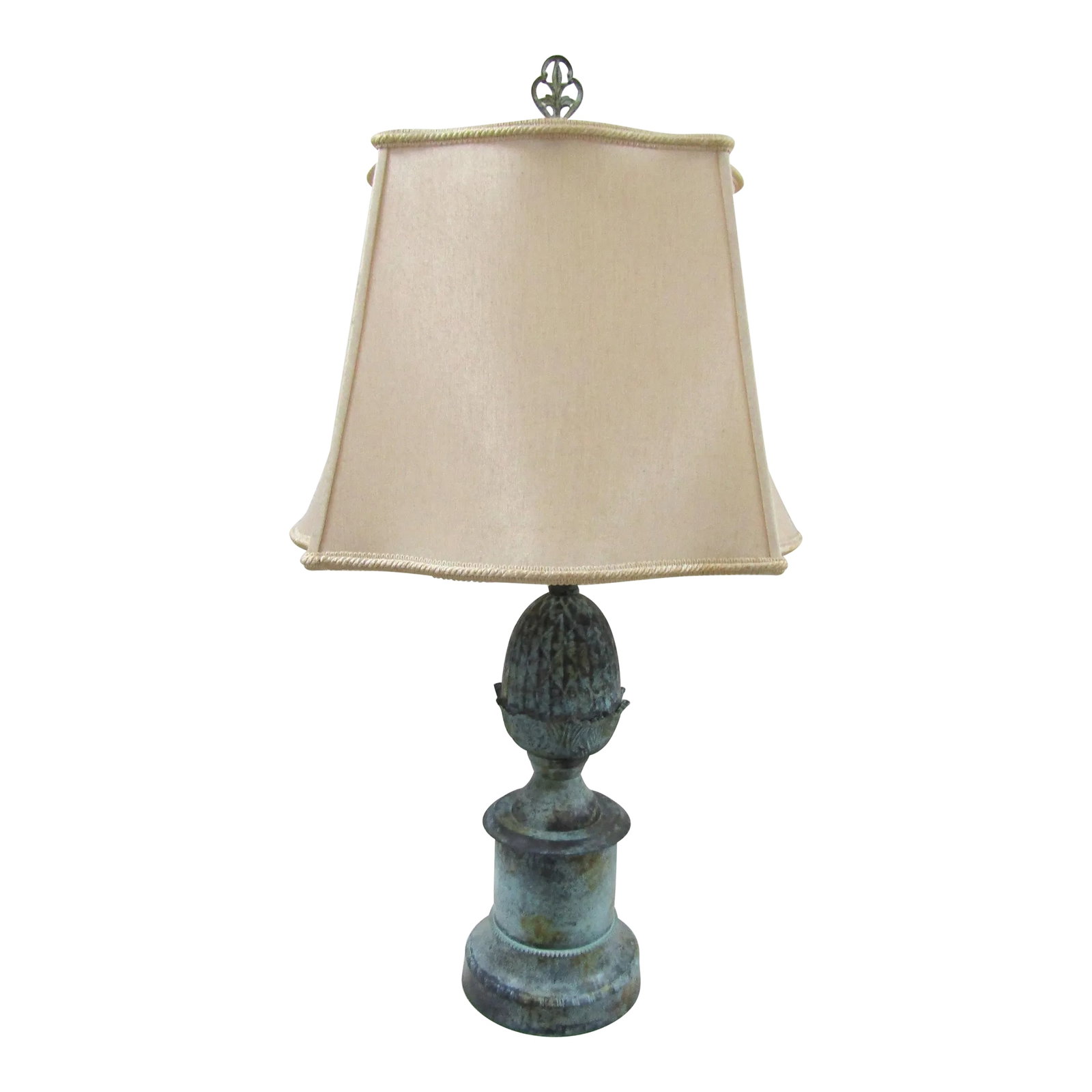 Vintage Bronze Acorn on Pedestal Table Lamp With Lampshade: Vintage Bronze Acorn on Pedestal 31" Table Lamp with Lampshade This rare lamp comes from a south Florida high end estate. Measures 6 3/8" diameter, 20 3/4" tall to top of socket and 31" tall overall. 