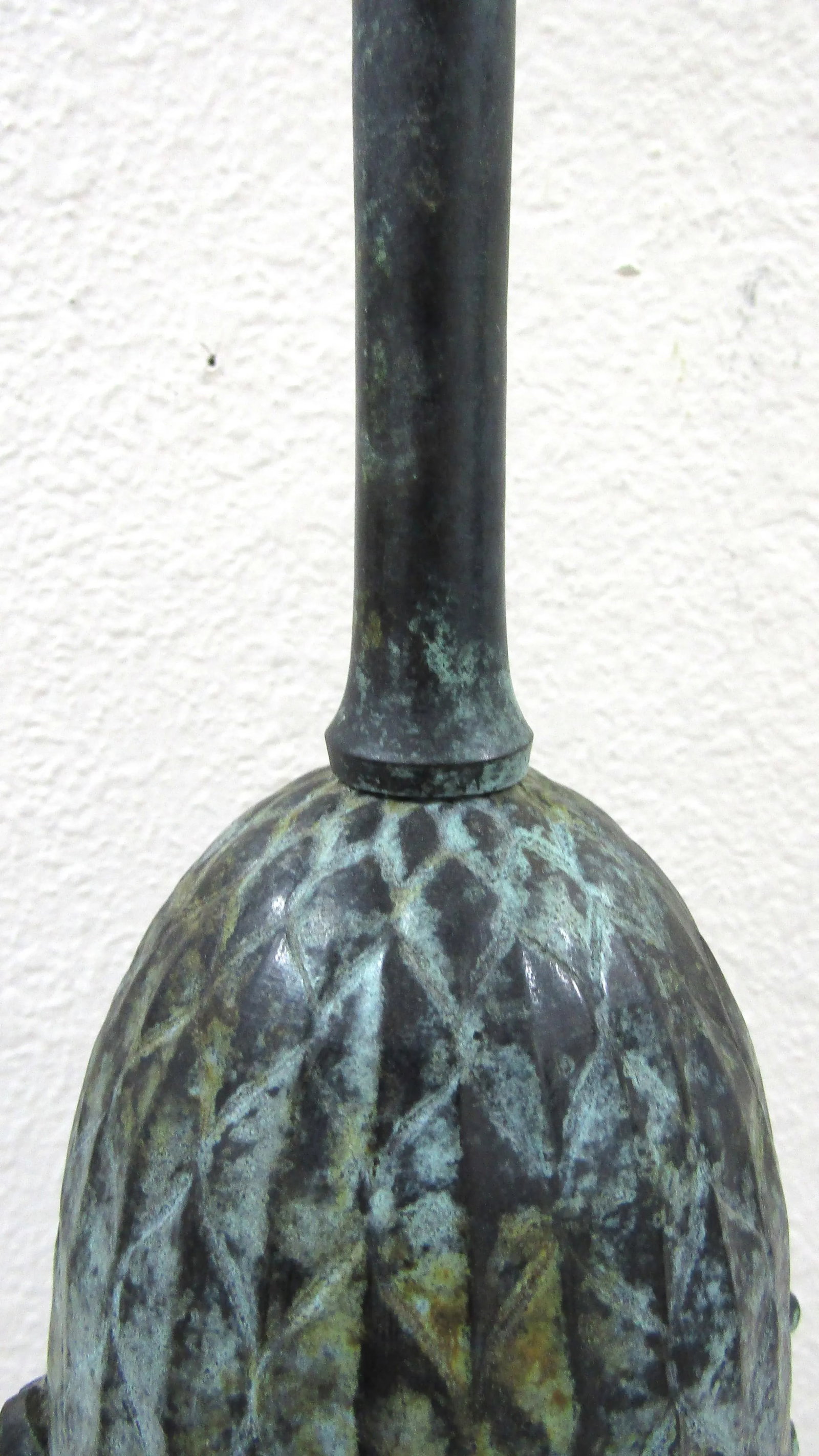 Vintage Bronze Acorn on Pedestal Table Lamp With Lampshade - 9