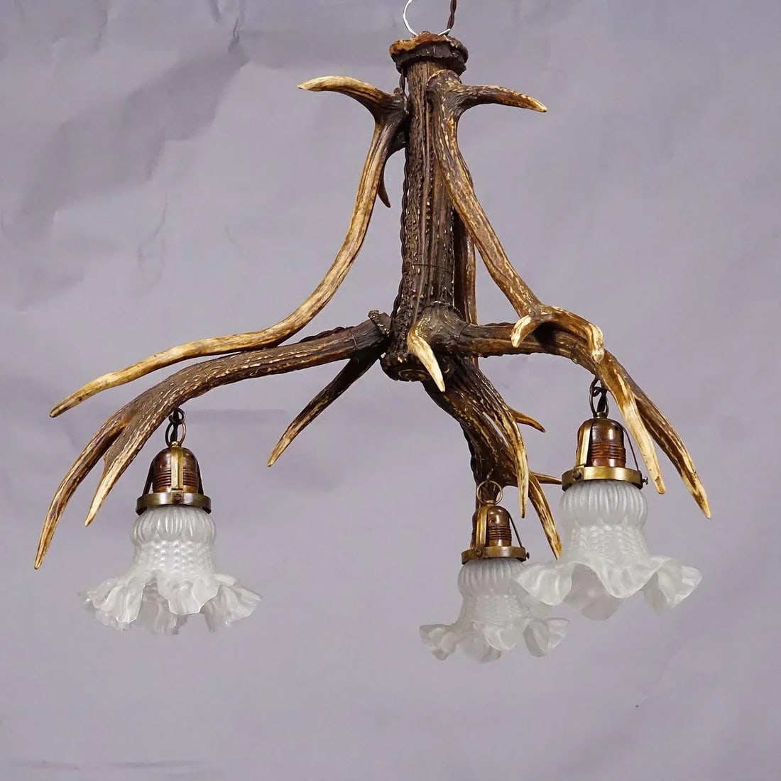 Large Black Forest Ceiling Lamp With Deer Antlers - 2