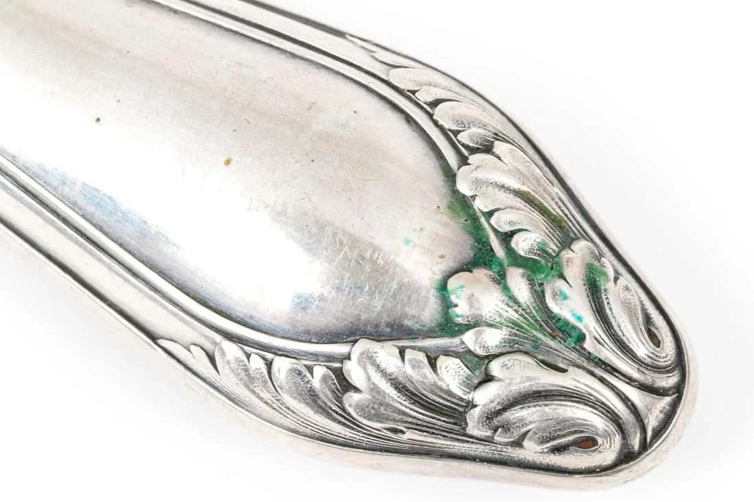 Vintage Weighted 830 Silver and Plated Steel Bladed Ornate Fish Serving Set- a Pair - 7