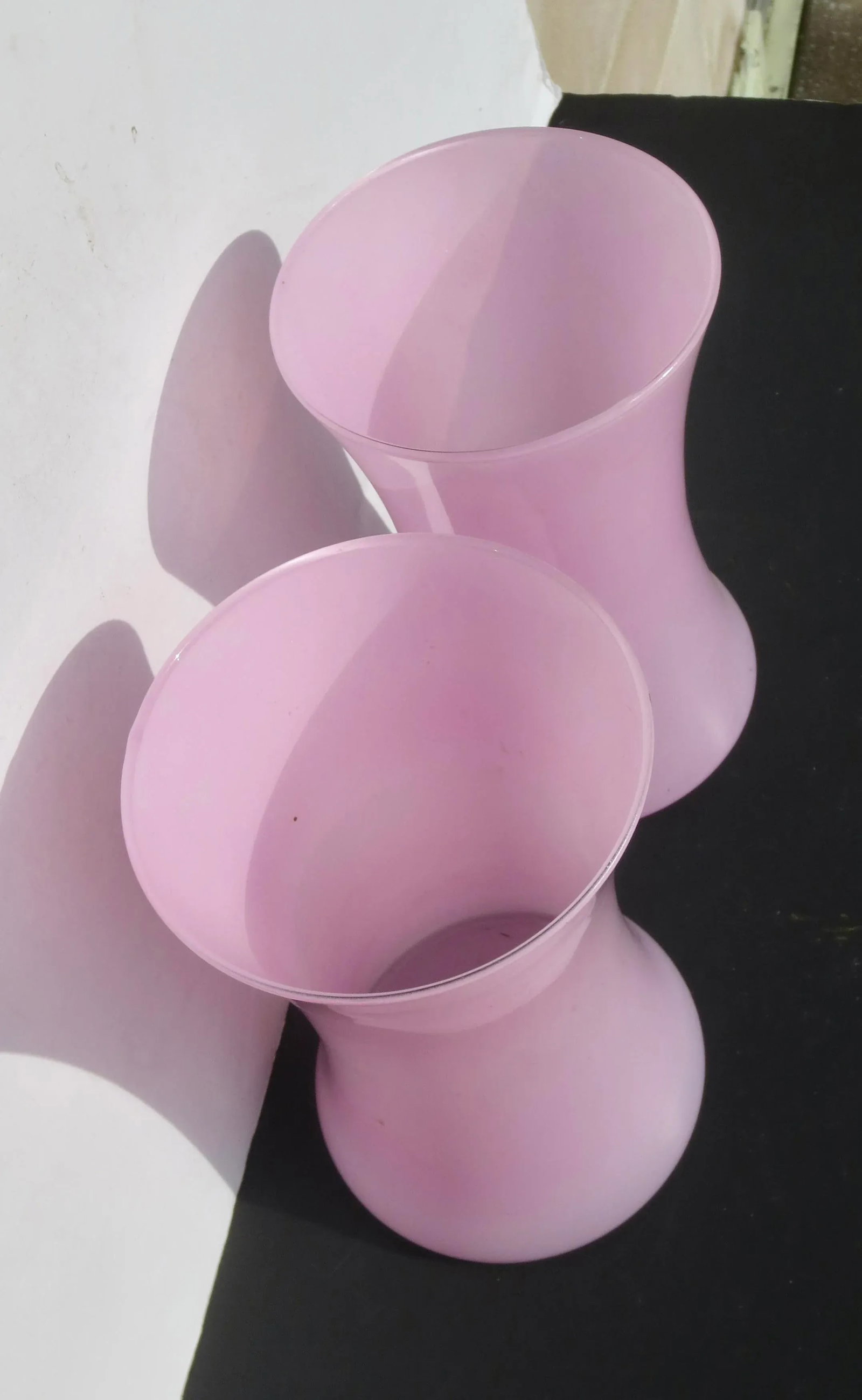 Pair of Pink Glass Vase - a Pair of 2 - 4
