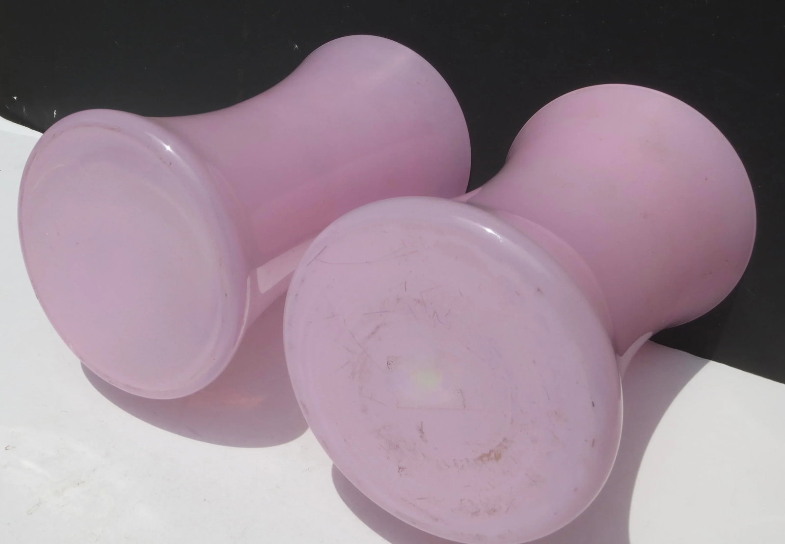 Pair of Pink Glass Vase - a Pair of 2 - 5