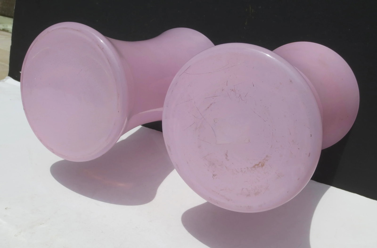 Pair of Pink Glass Vase - a Pair of 2 - 6