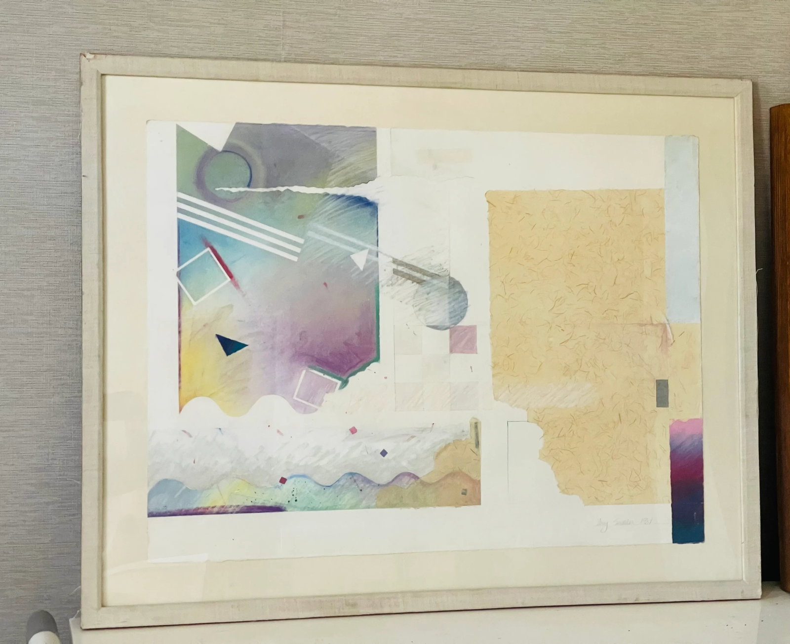 1981 Original American Abstract Mixed Media Painting Signed - 3
