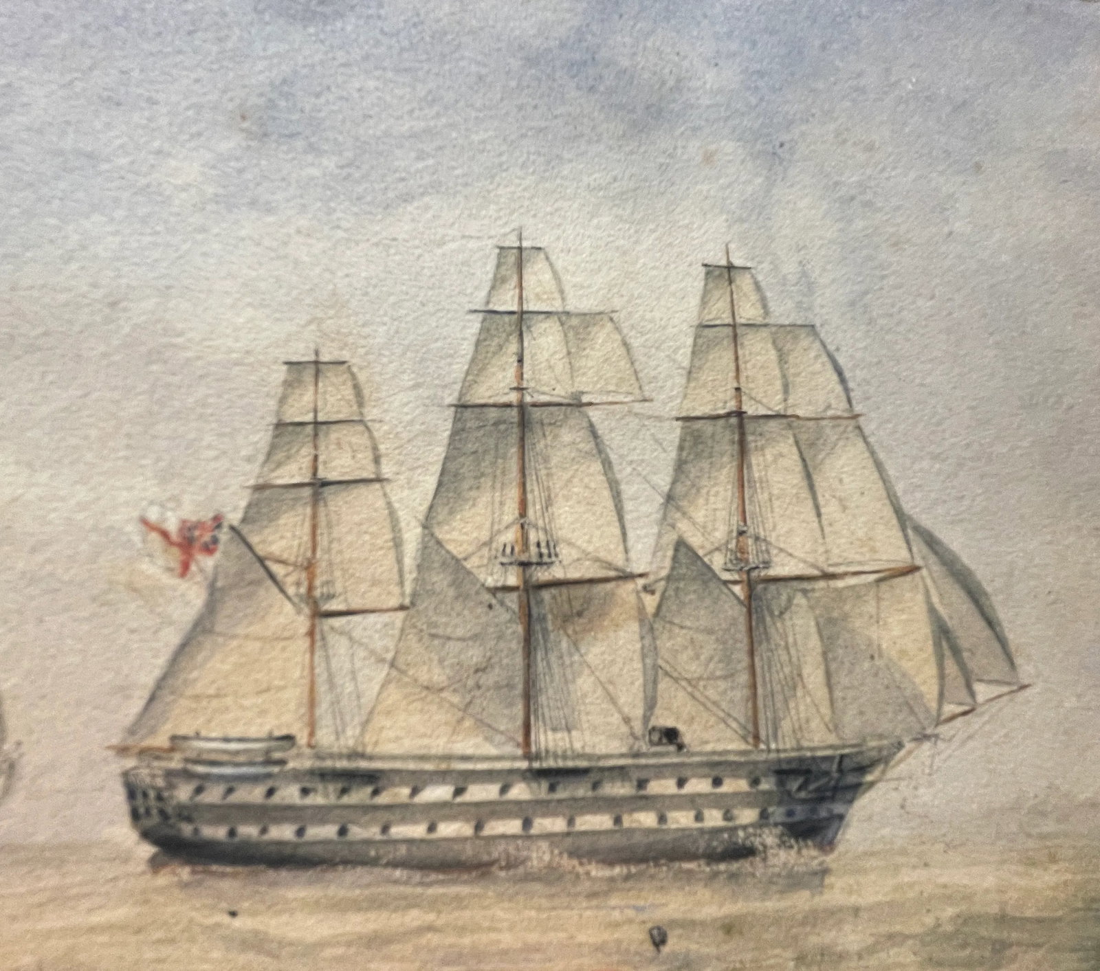 19th C. Watercolor of the Ships Donegal and Wild Deer - 2