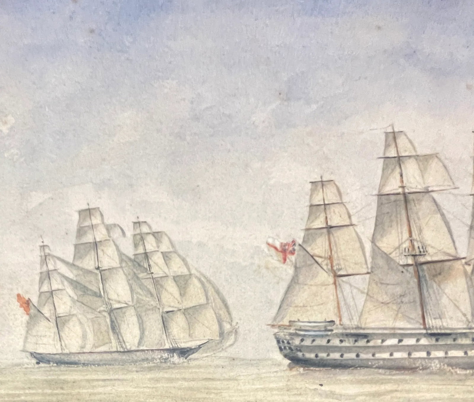 19th C. Watercolor of the Ships Donegal and Wild Deer - 3