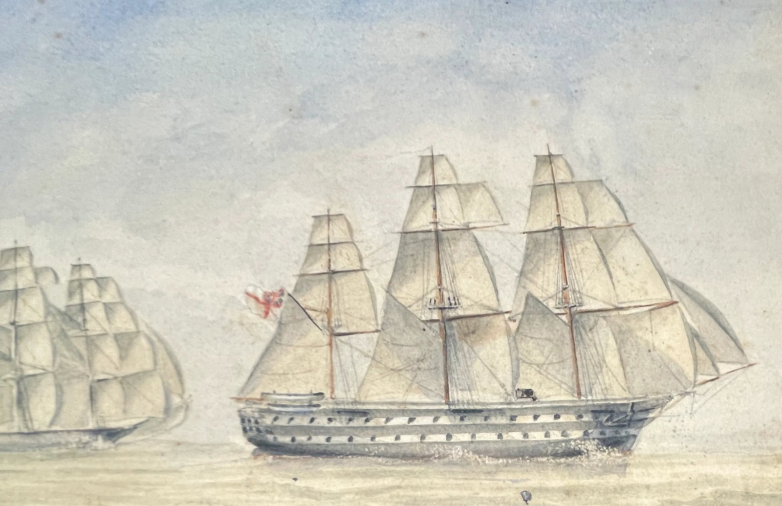 19th C. Watercolor of the Ships Donegal and Wild Deer - 4