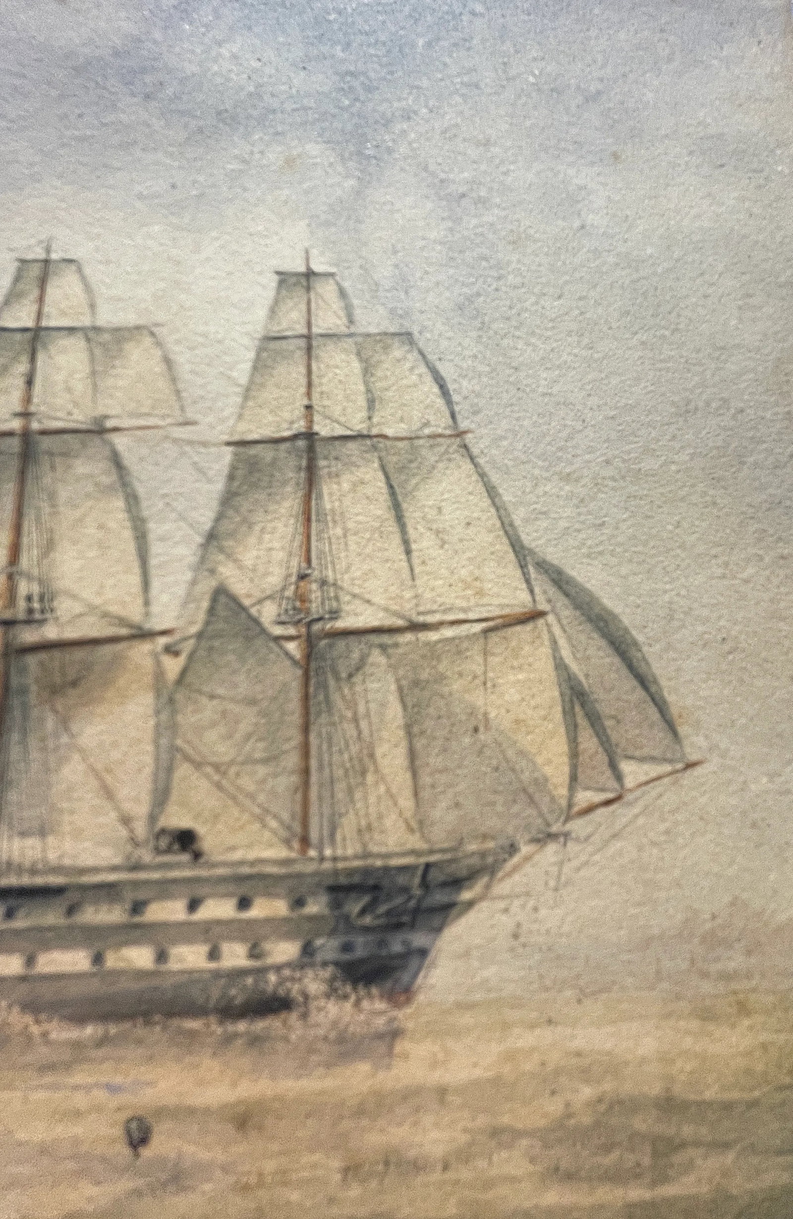 19th C. Watercolor of the Ships Donegal and Wild Deer - 5