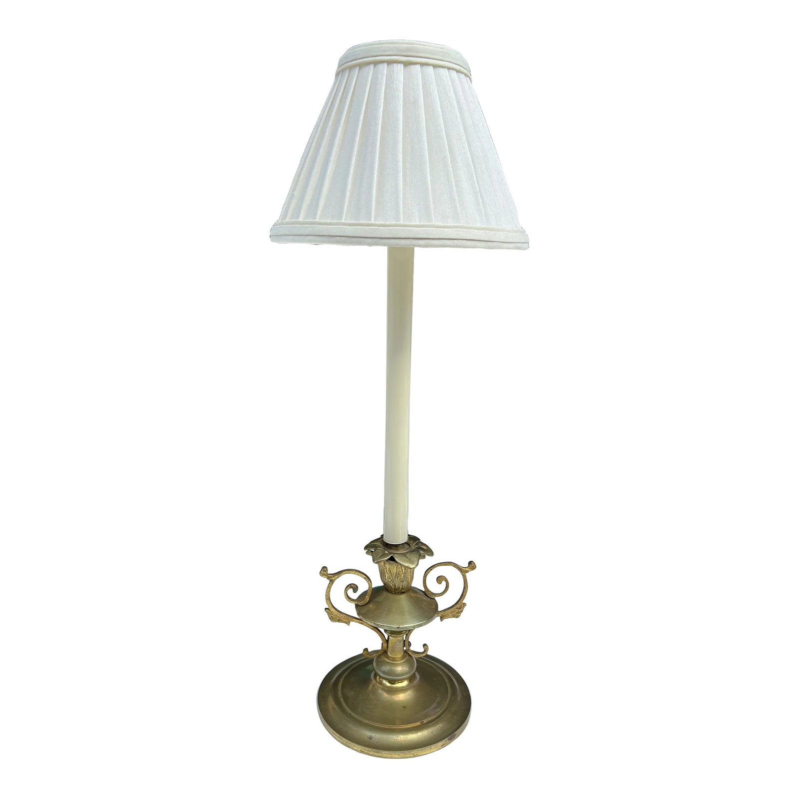 1970s Brass Lamp Base With Shade Included: Up for consideration is a beautiful brass base lamp with the shade included. This would be lovely in your home and it is a great find for the interior design enthusiast. Please check out my other