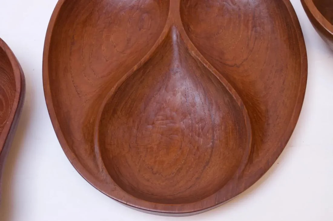 Collection of Three Vintage Teak Serving Pieces Including Designs by Laurs Jensen for Odense - 11