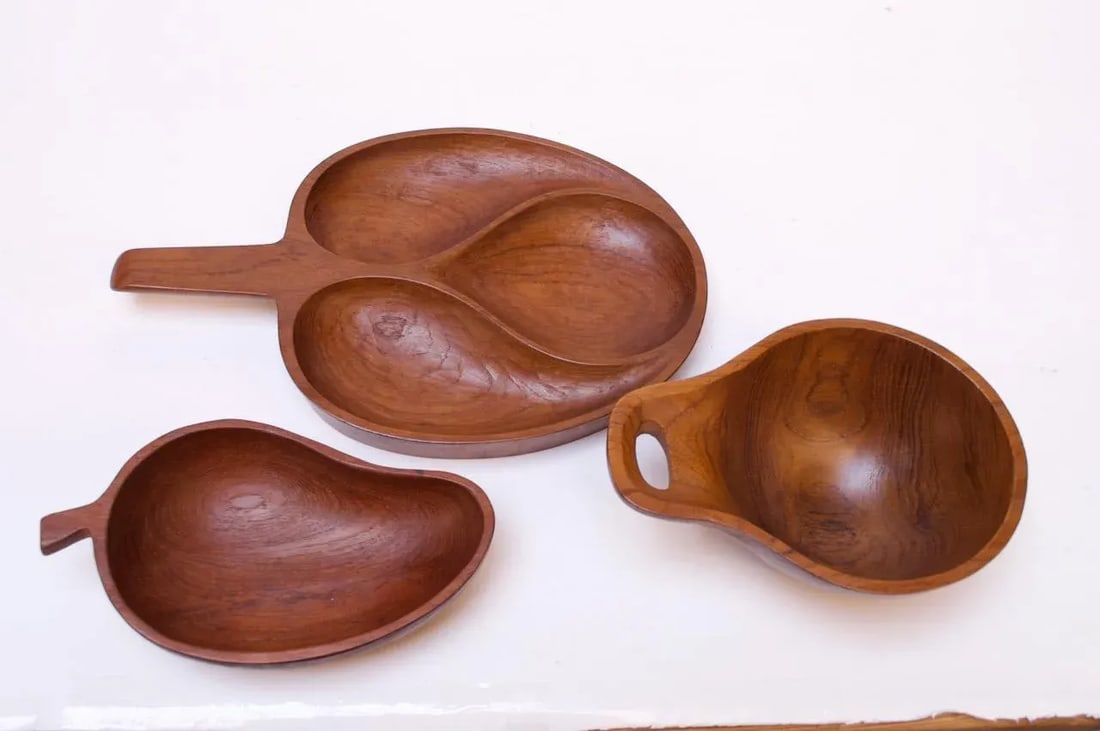 Collection of Three Vintage Teak Serving Pieces Including Designs by Laurs Jensen for Odense - 2