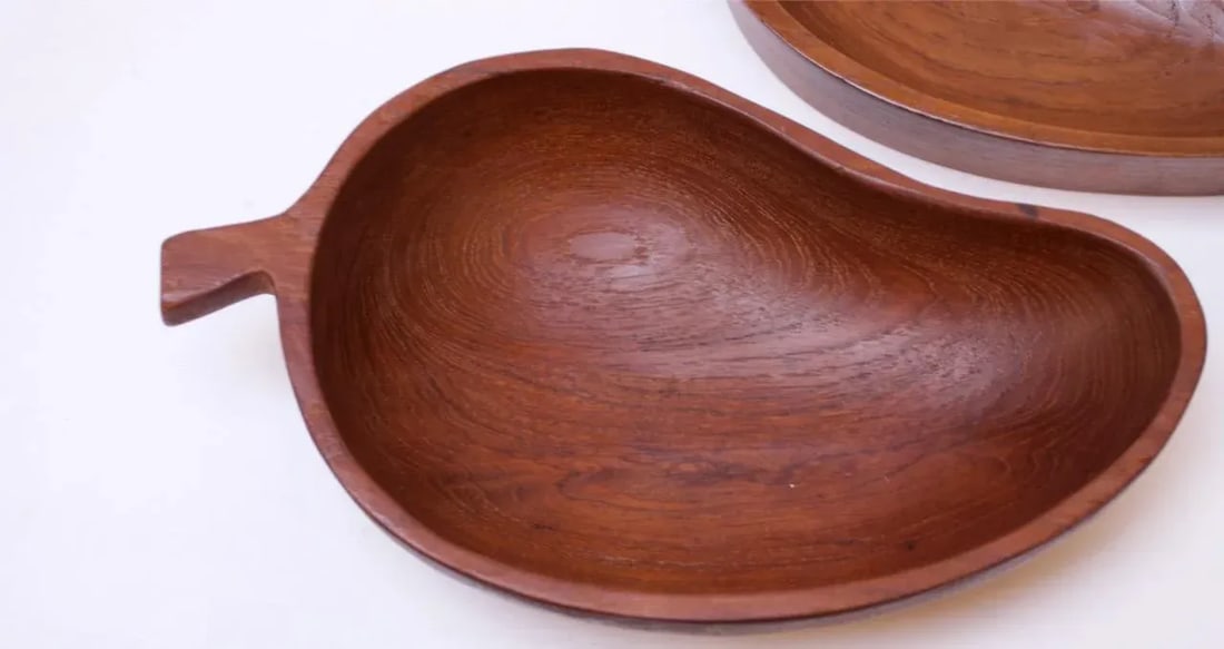 Collection of Three Vintage Teak Serving Pieces Including Designs by Laurs Jensen for Odense - 6