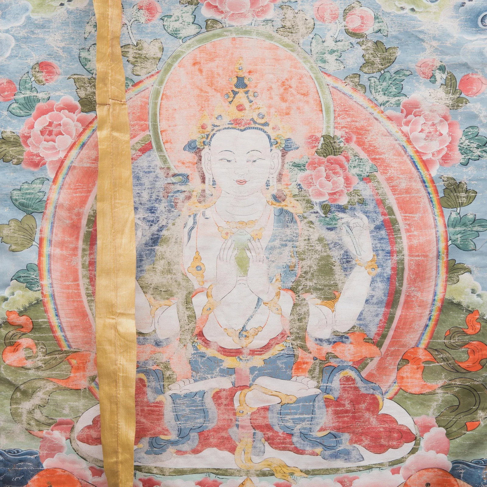 19th Century Tibetan Thangka of Chenresi on Silk - 2