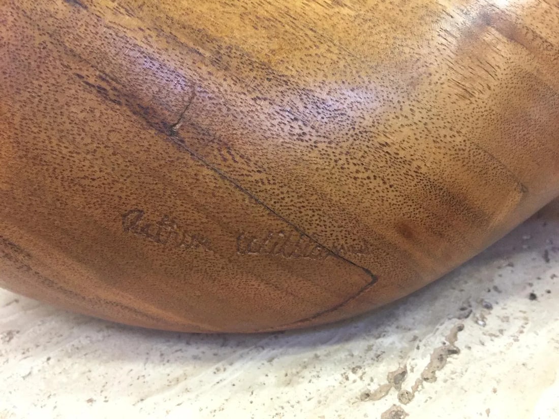 Abstract Walnut Sculpture on Travertine Base by Arthur Williams - 12