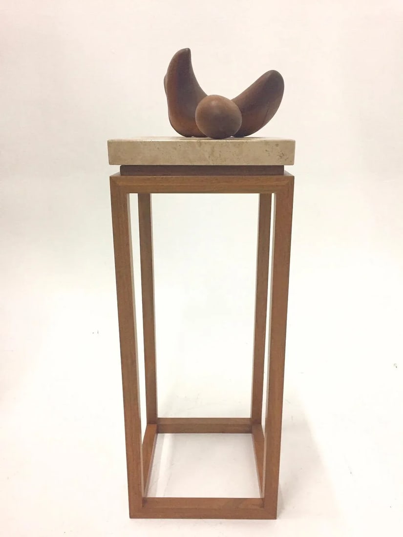 Abstract Walnut Sculpture on Travertine Base by Arthur Williams - 13