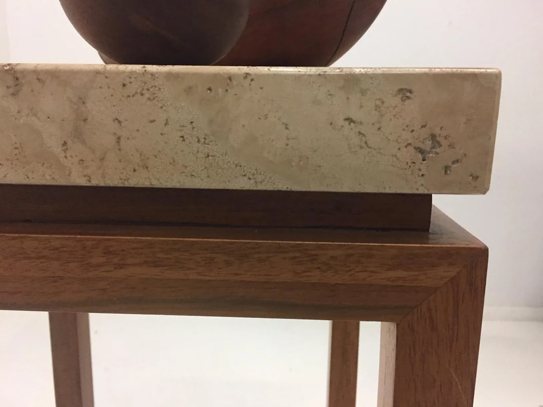 Abstract Walnut Sculpture on Travertine Base by Arthur Williams - 4