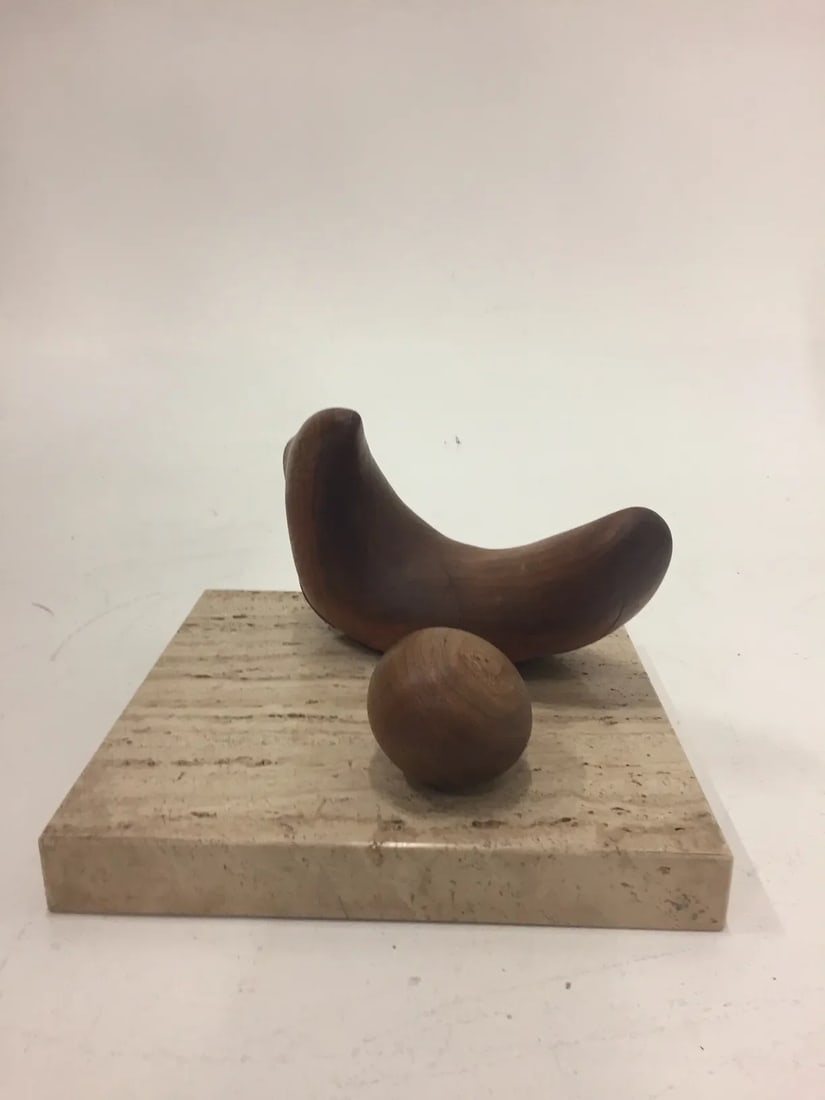 Abstract Walnut Sculpture on Travertine Base by Arthur Williams - 6