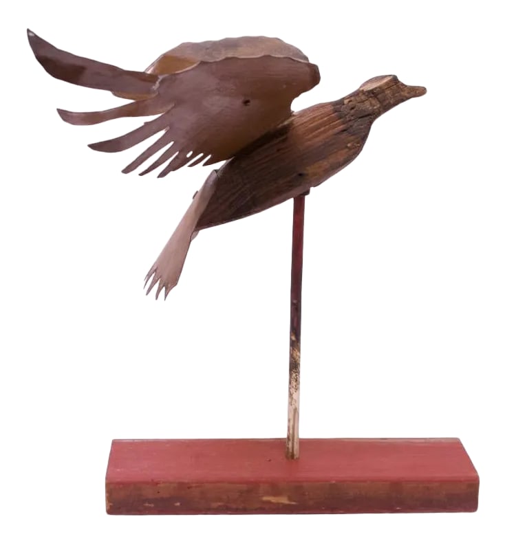 Folk Art Mounted Metal and Wood Carved Eagle Statue (1 of 13)
