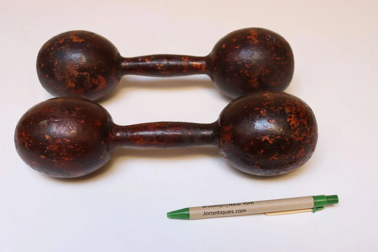 Pair of Vintage Sculptural Primitive Hand Weights/Dumbbells - 7