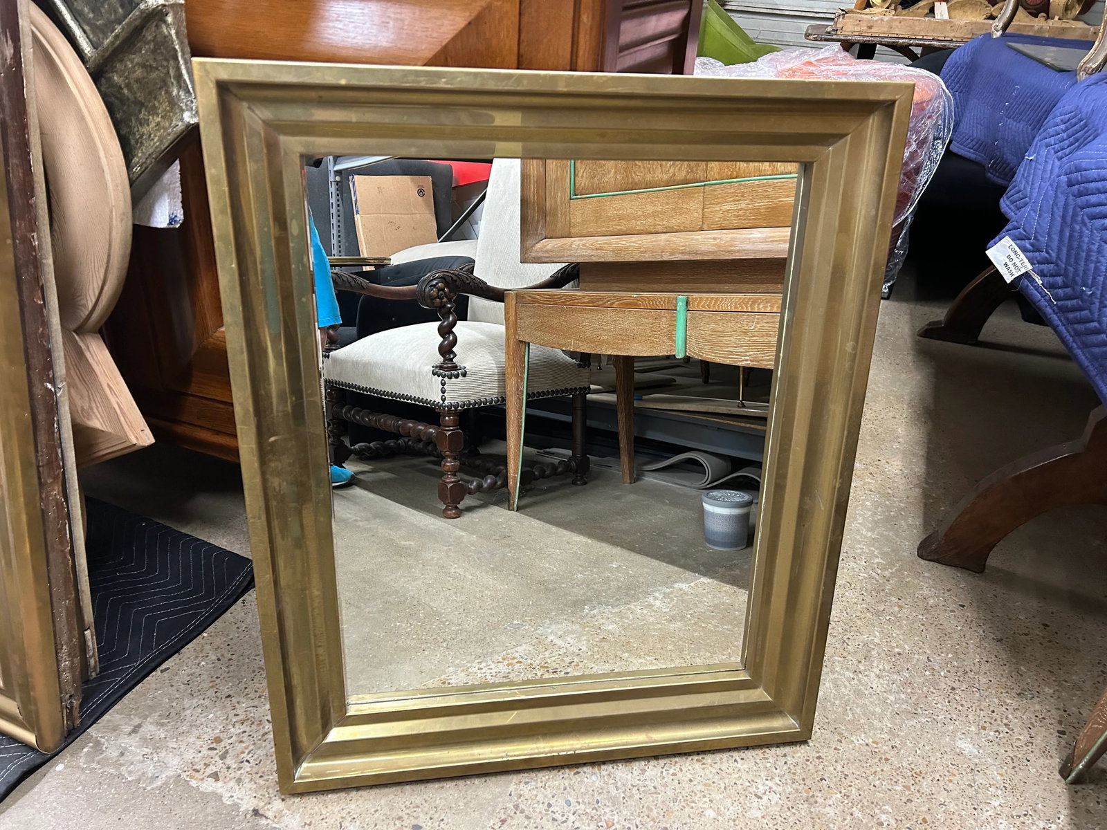 1920s French Louis XVI Style Brass Mirror - 3