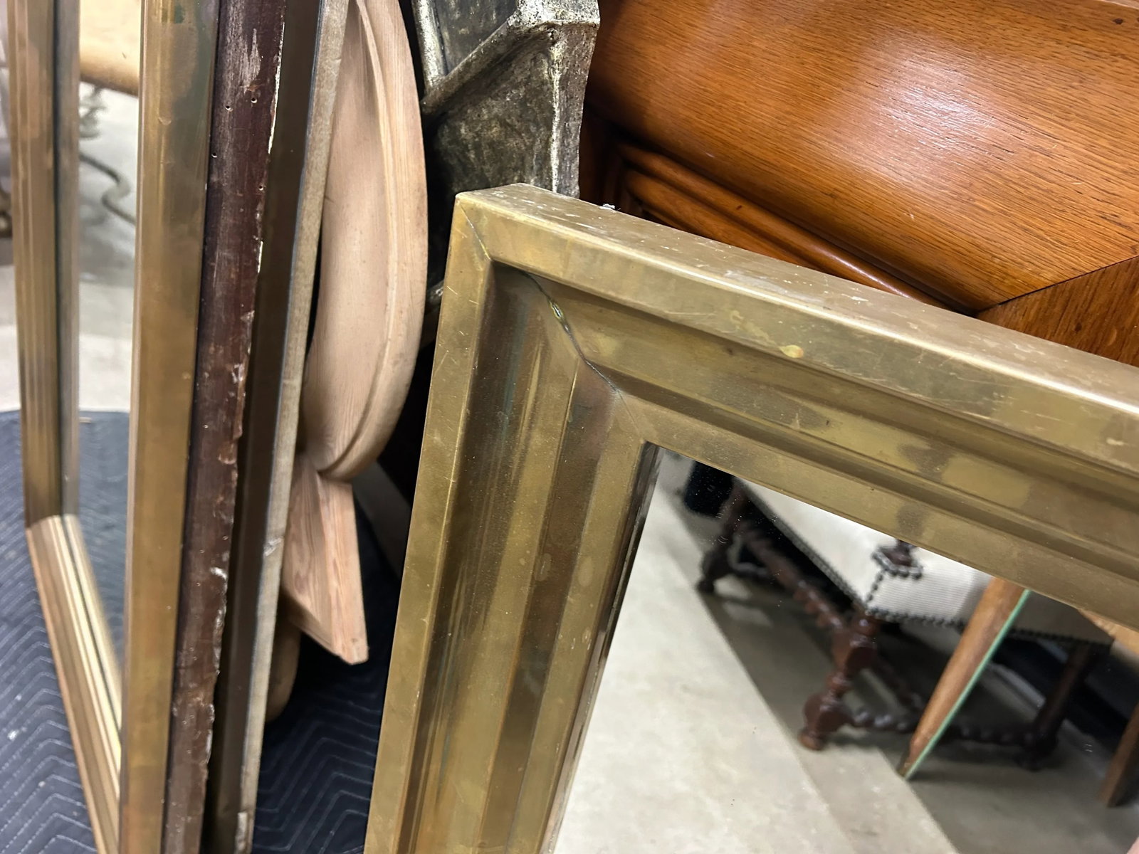 1920s French Louis XVI Style Brass Mirror - 7