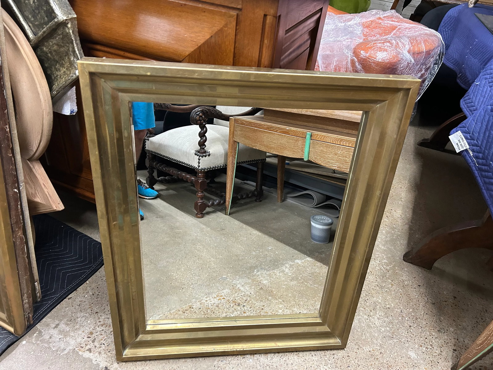 1920s French Louis XVI Style Brass Mirror - 8