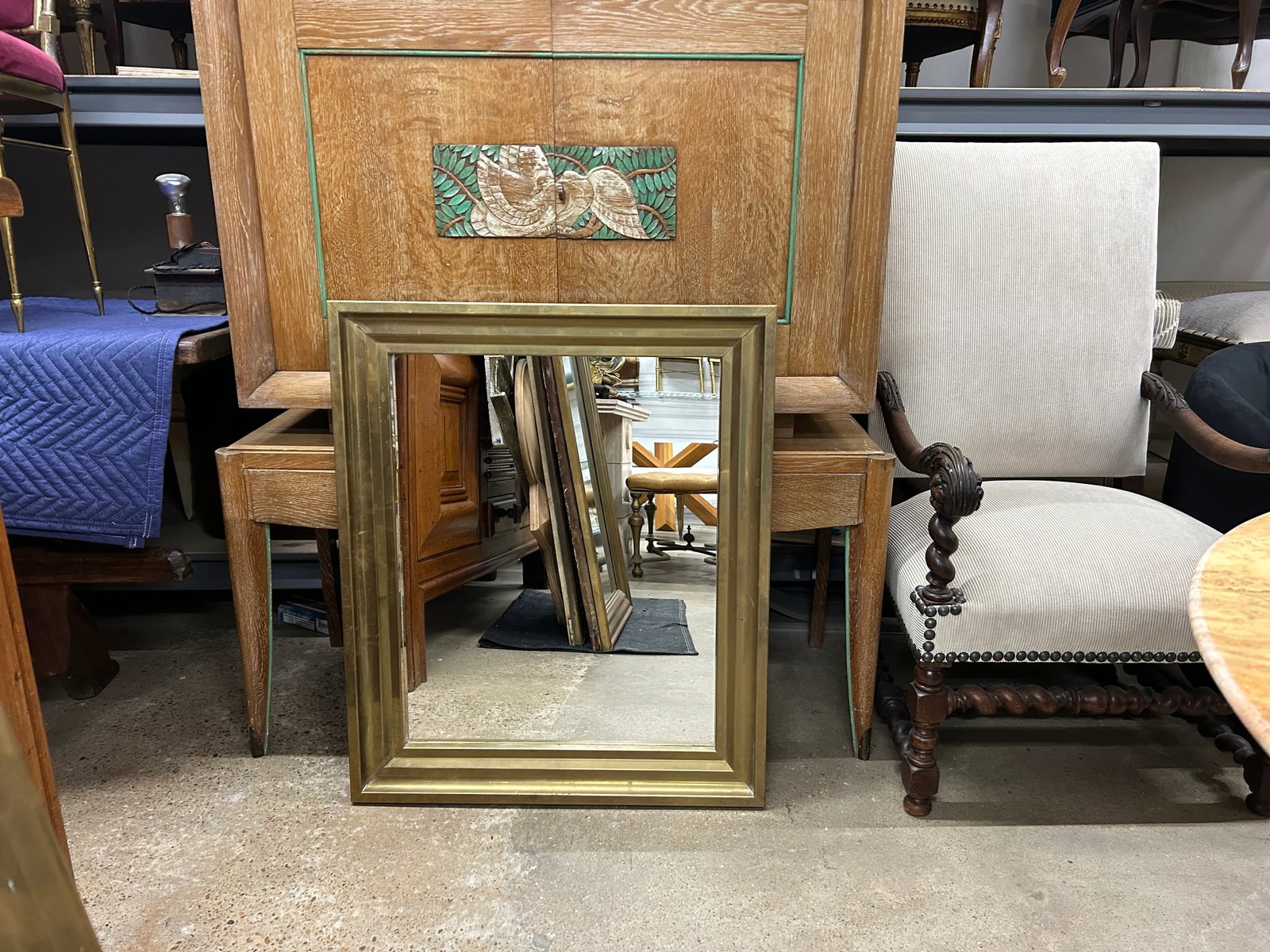 1920s French Louis XVI Style Brass Mirror - 9