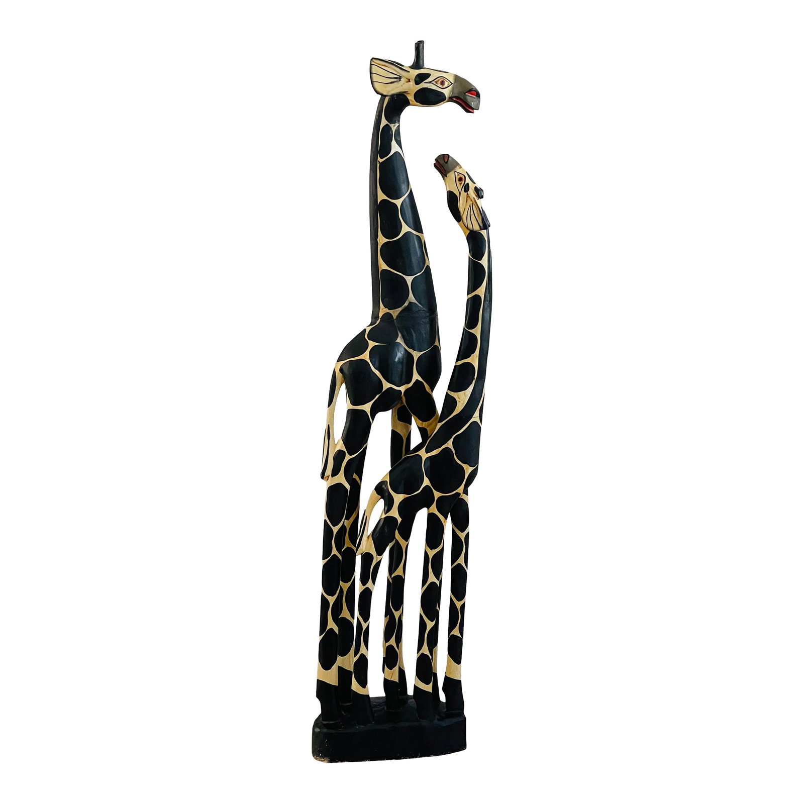 1960s Spectacular Safari Giraffe Couple Sculpture Handcarved Wood (1 of 8)