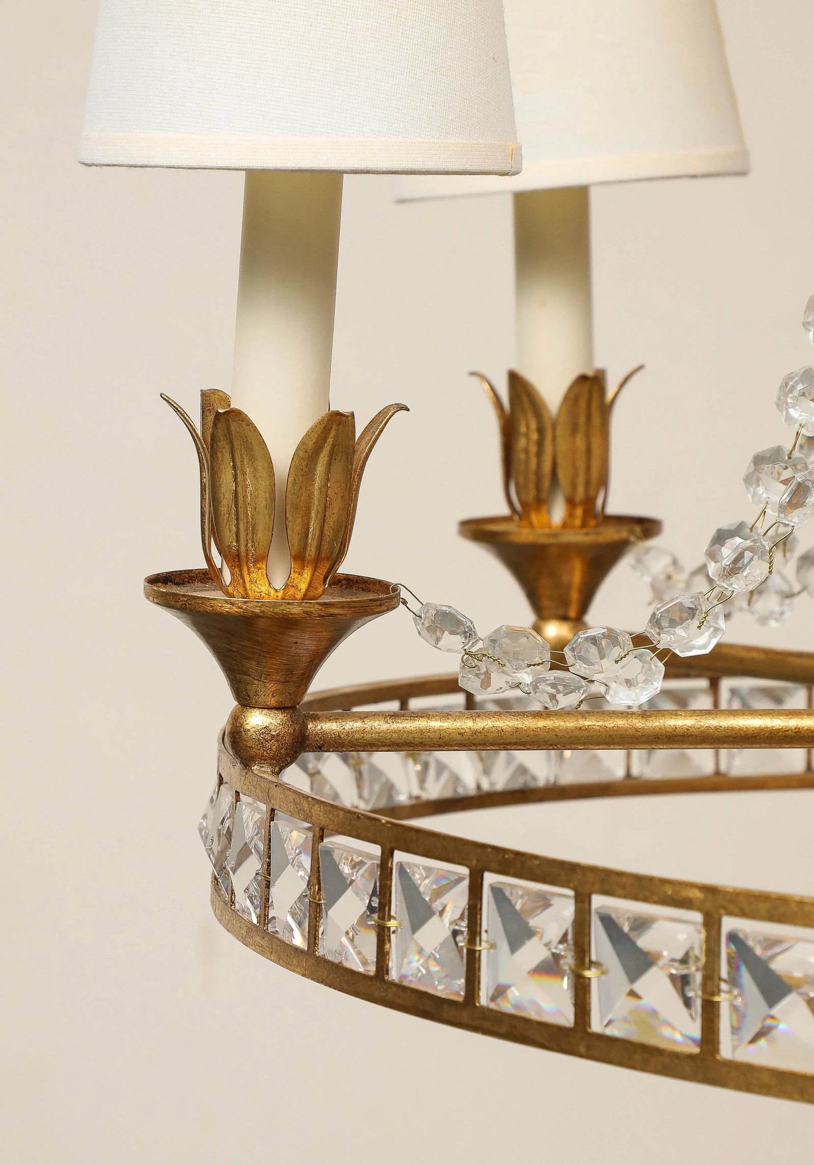 Louis XVI Style Chandelier With Gilt Iron Frame, 18th C. France - 10