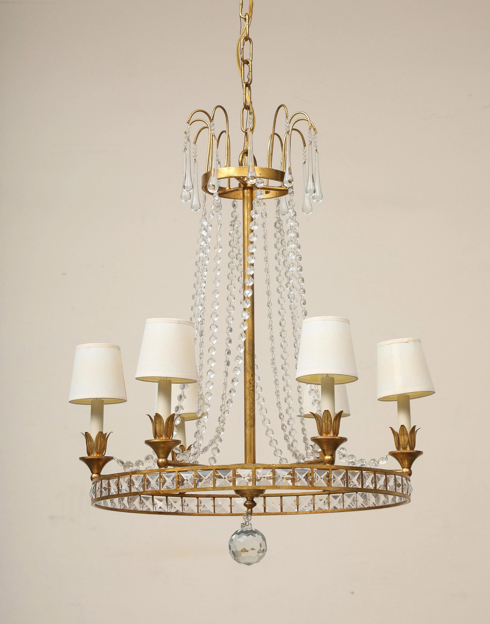 Louis XVI Style Chandelier With Gilt Iron Frame, 18th C. France - 2