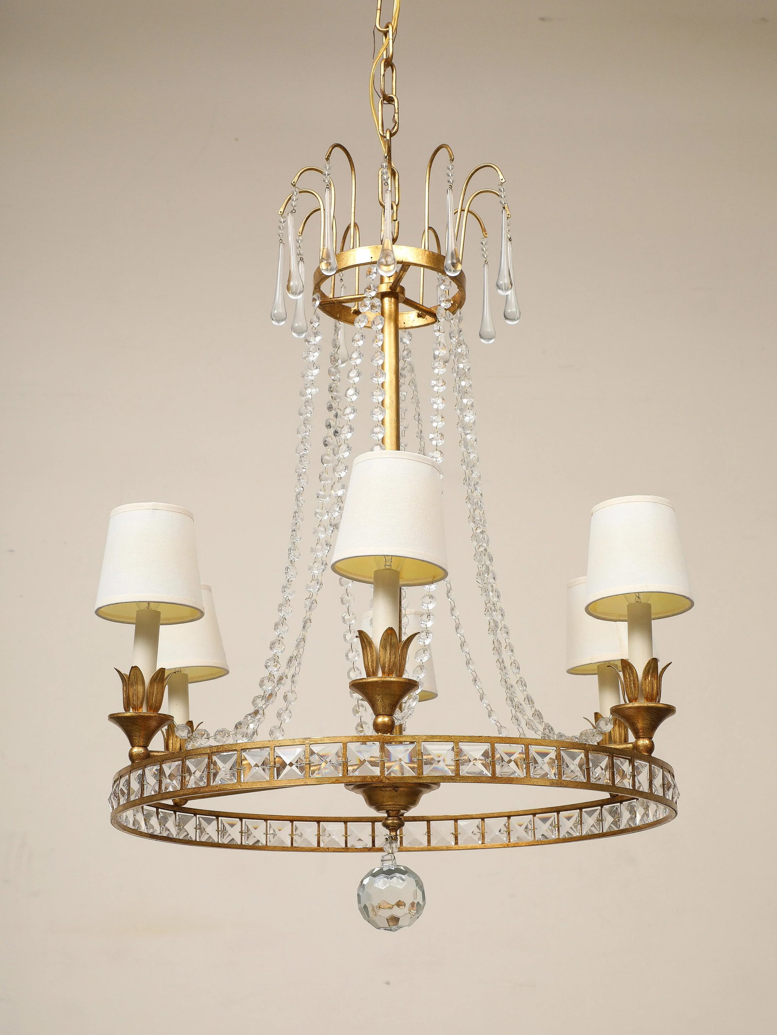 Louis XVI Style Chandelier With Gilt Iron Frame, 18th C. France - 3