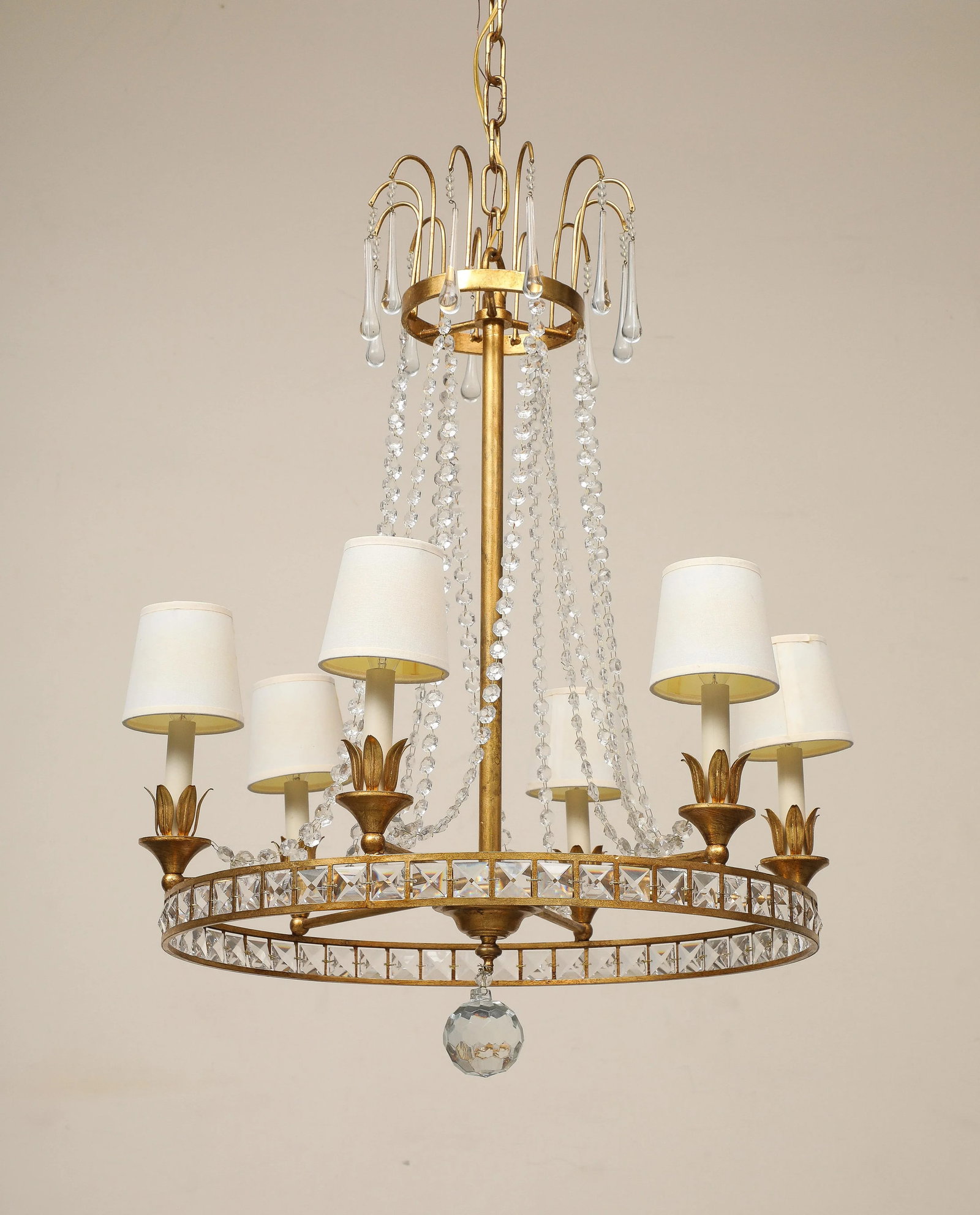 Louis XVI Style Chandelier With Gilt Iron Frame, 18th C. France - 4