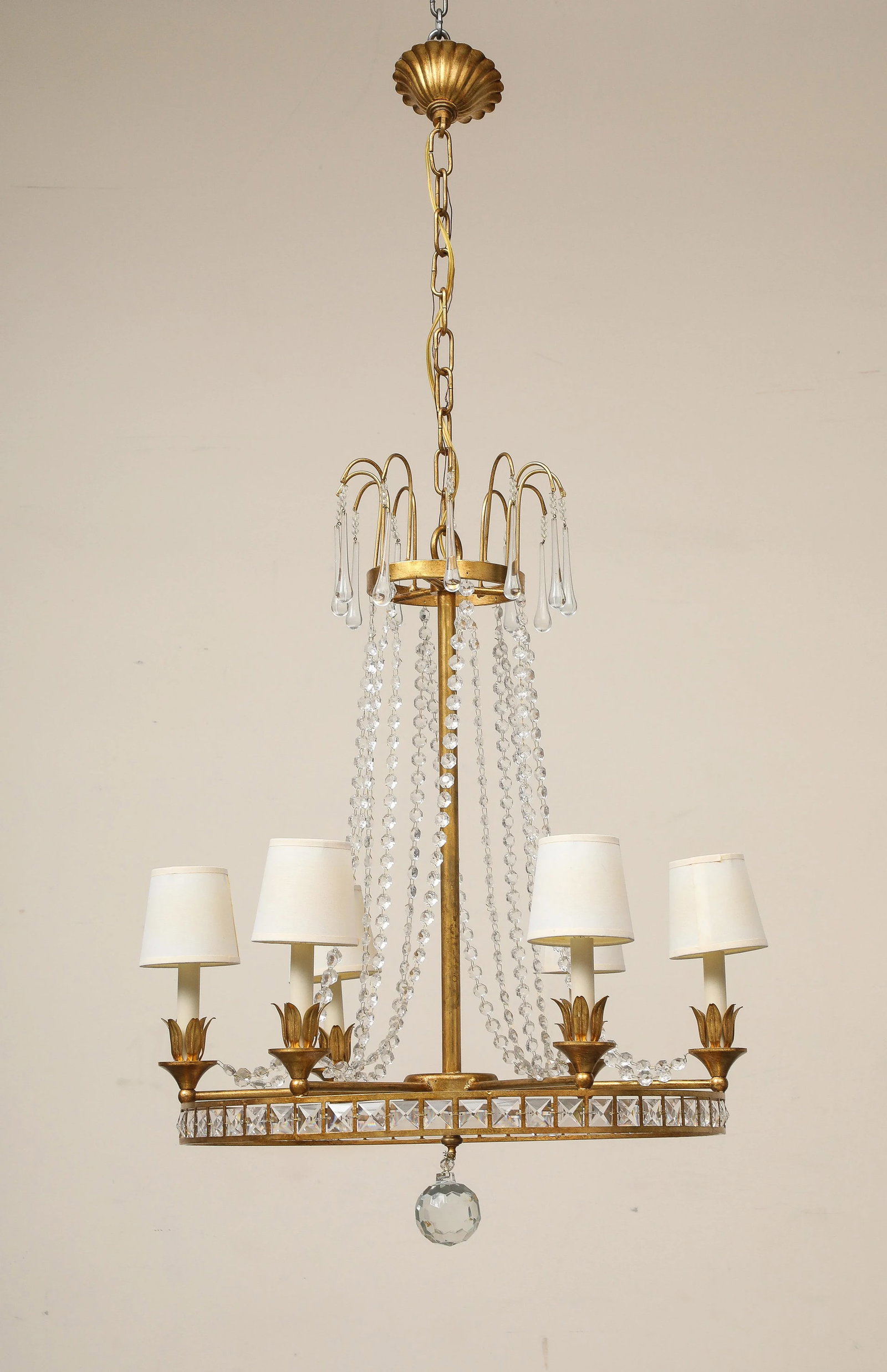 Louis XVI Style Chandelier With Gilt Iron Frame, 18th C. France - 5