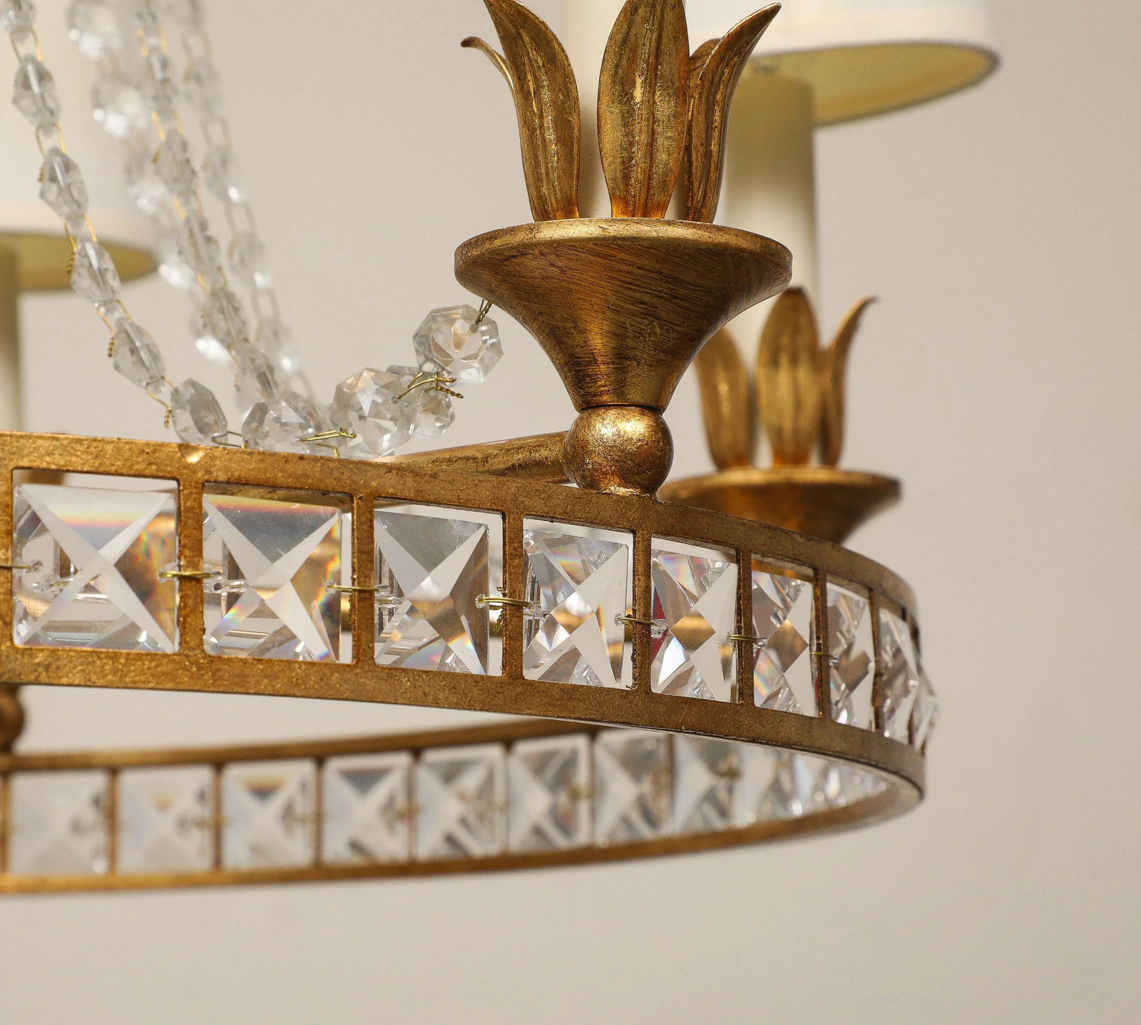 Louis XVI Style Chandelier With Gilt Iron Frame, 18th C. France - 9