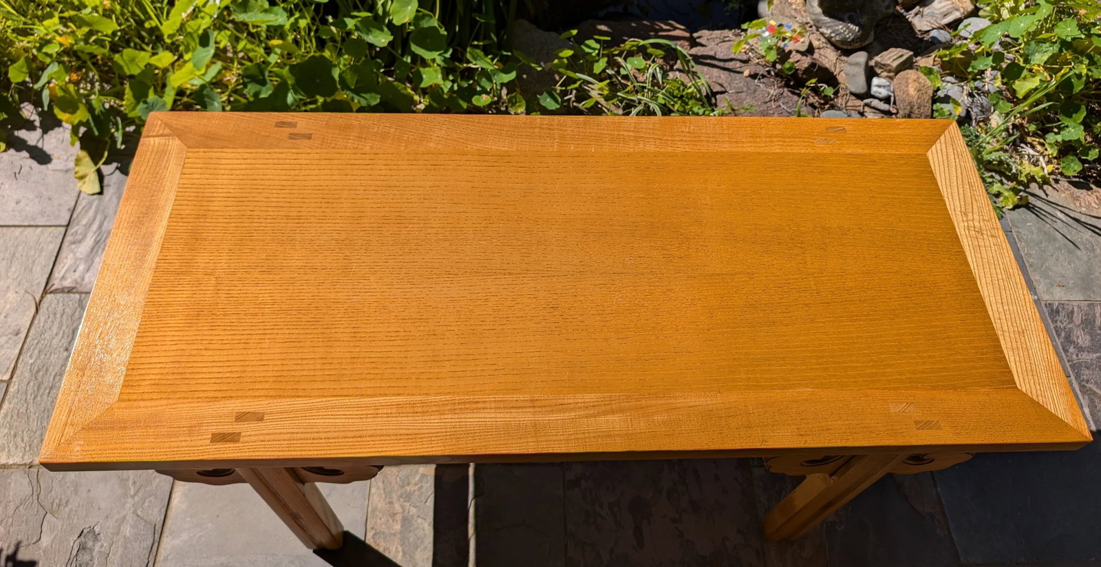 Vintage McGuire Asian Style Oak Bench, Mid 20th Century - 5