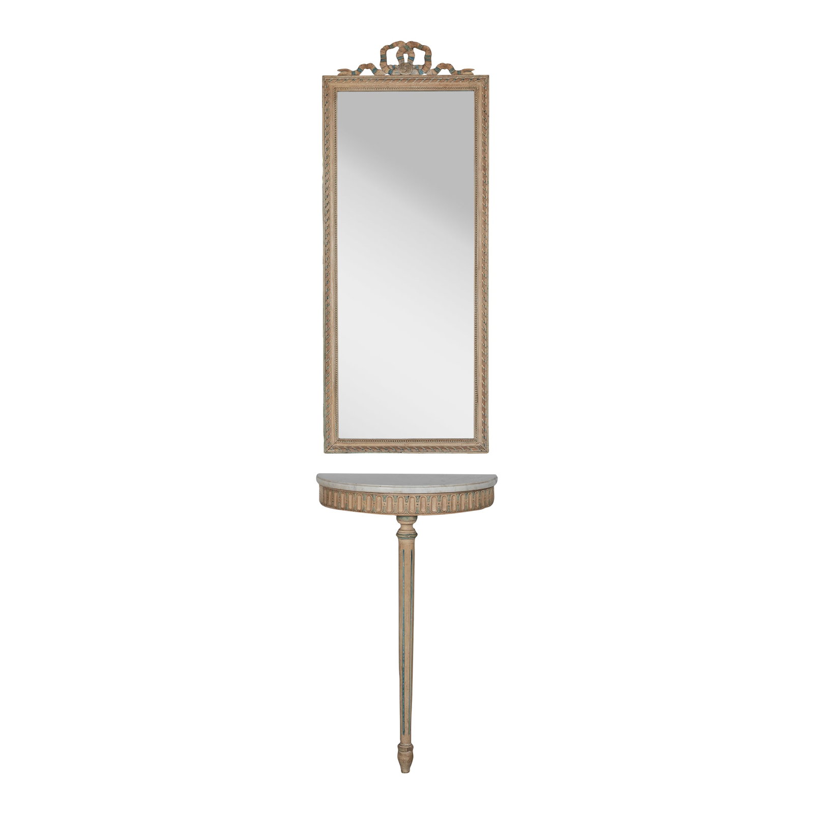 Louis XVI Style Painted Demilune Console & Mirror (1 of 9)
