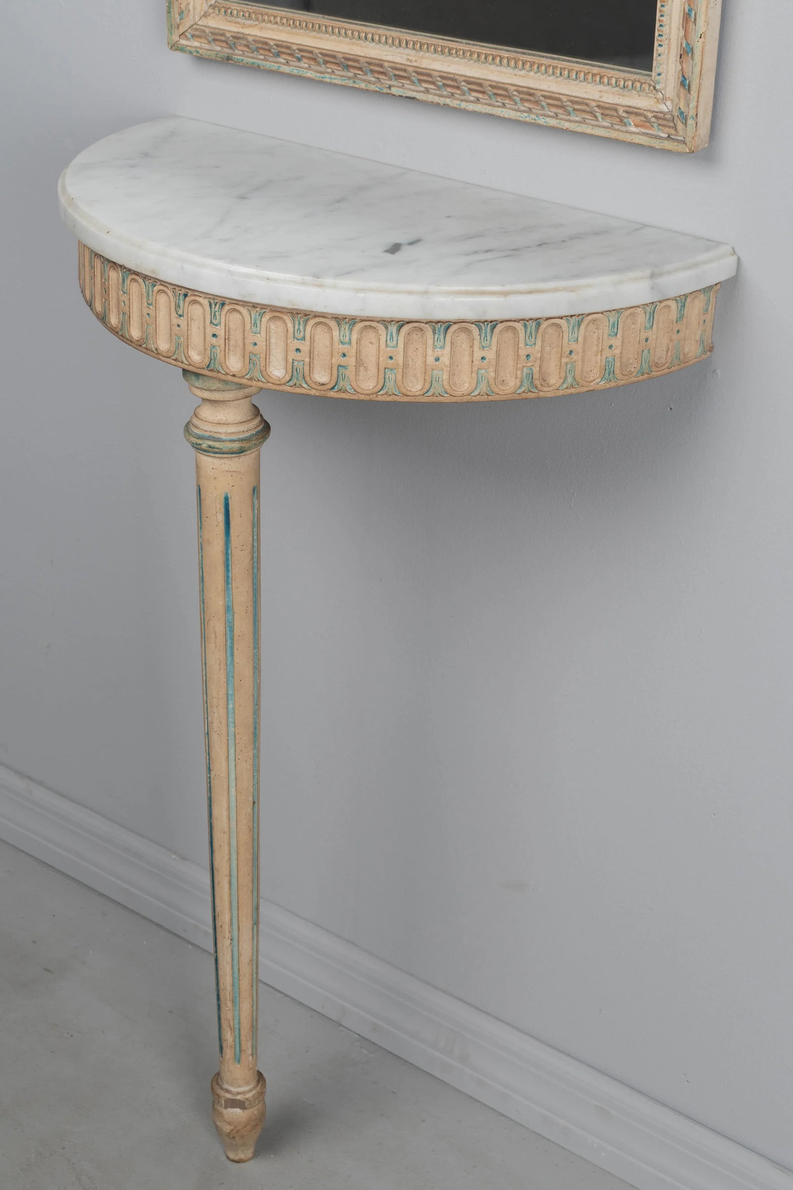Louis XVI Style Painted Demilune Console & Mirror - 4