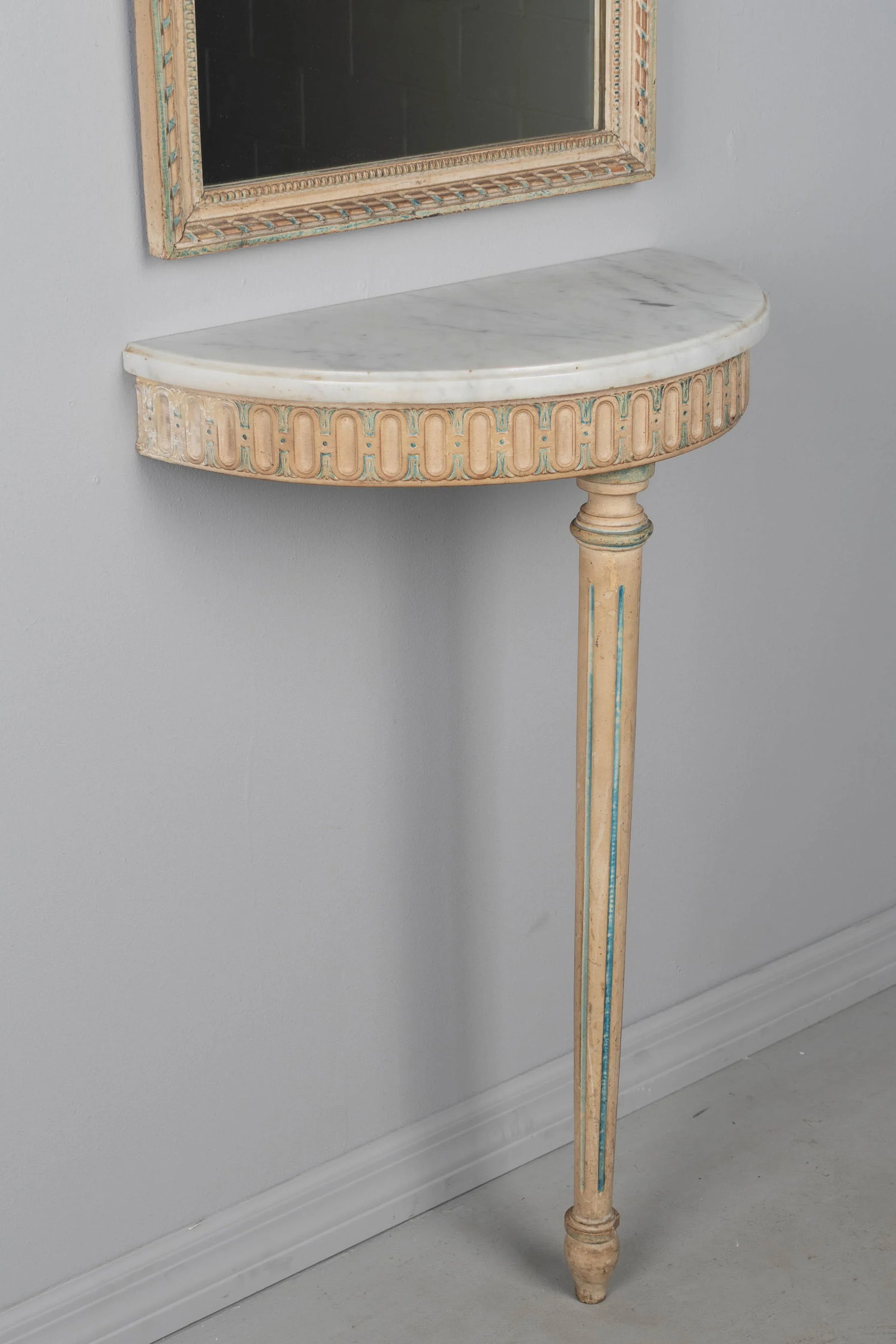 Louis XVI Style Painted Demilune Console & Mirror - 6
