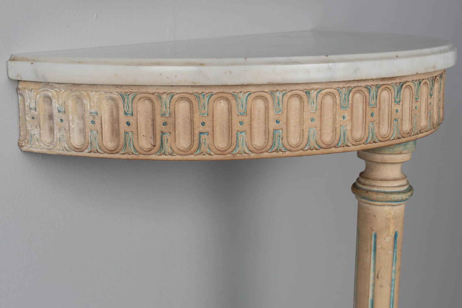 Louis XVI Style Painted Demilune Console & Mirror - 7