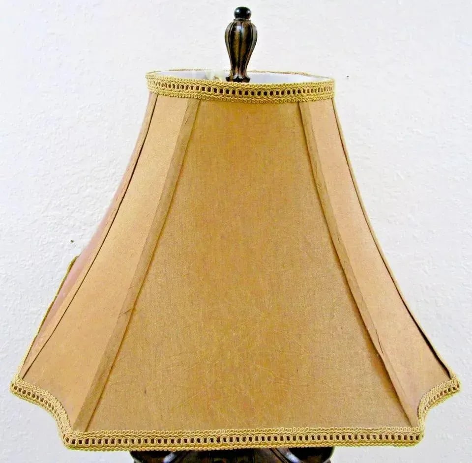 Matched Pair of Sculpted Designer Resin Table Lamps With Silk Shades - 10