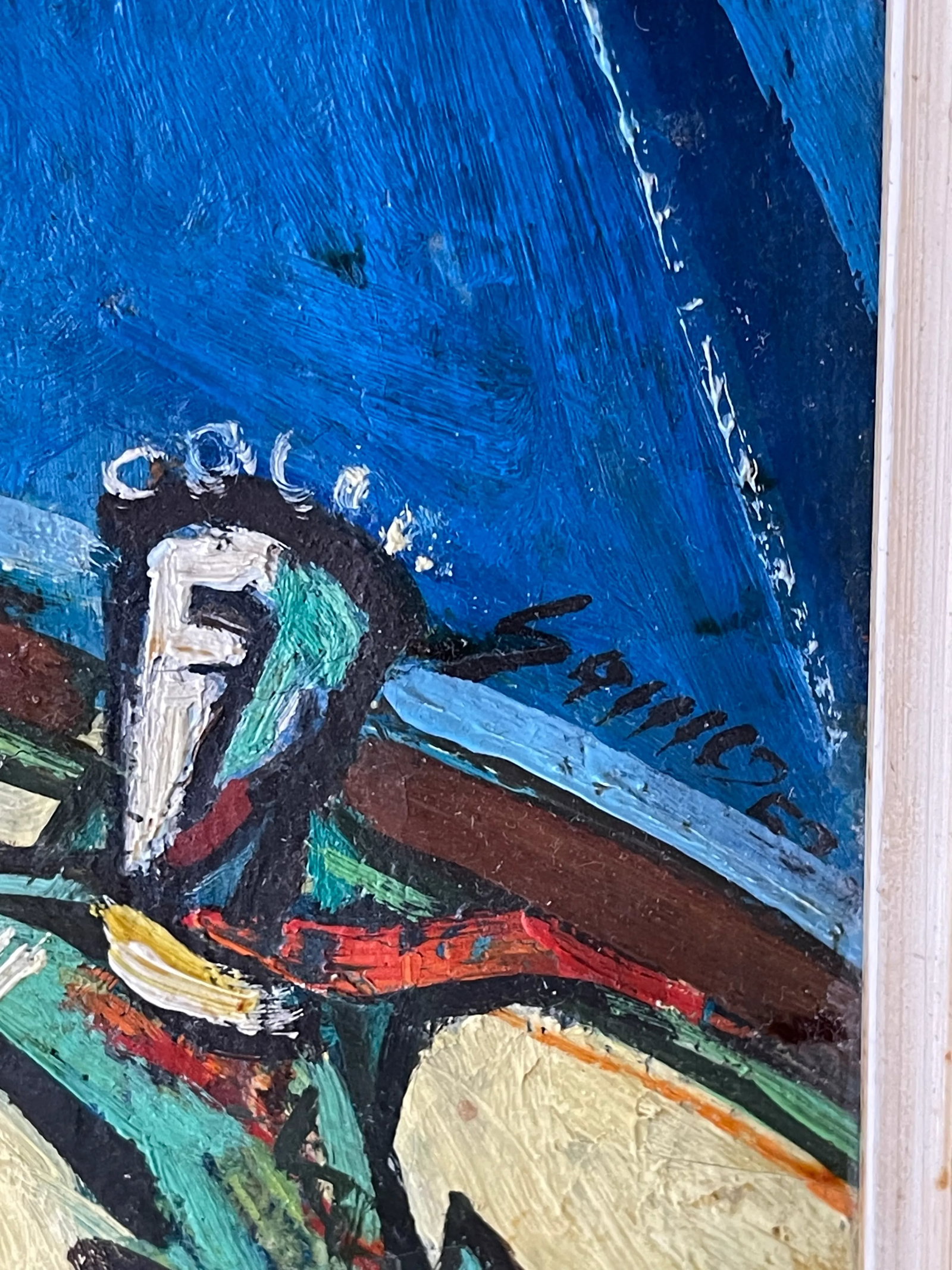 1950 Original Czech Modern Oil on Canvas Gold Tone Frame - 4
