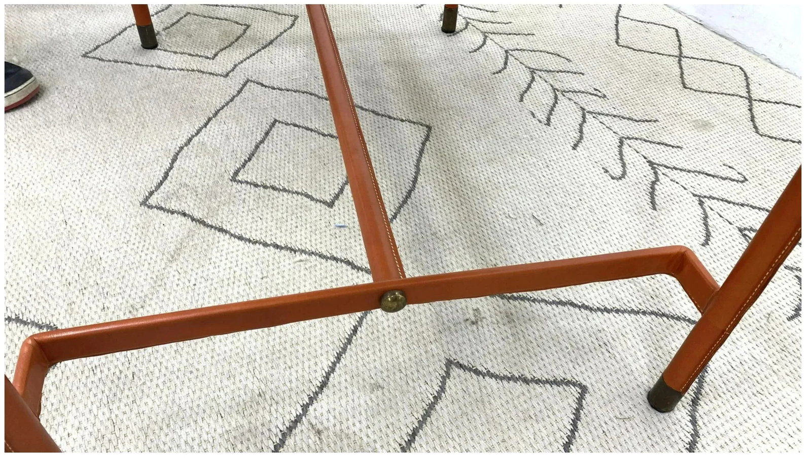 Midcentury French Leather Wrapped Writing Table Attributed to Jacques Adnet - 9