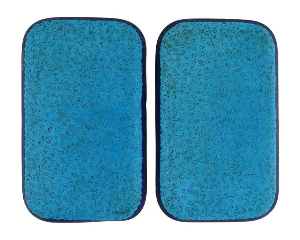 Antique Meiji Japanese Cloisonne Enamel Serving Trays With Peacocks - a Pair - 3