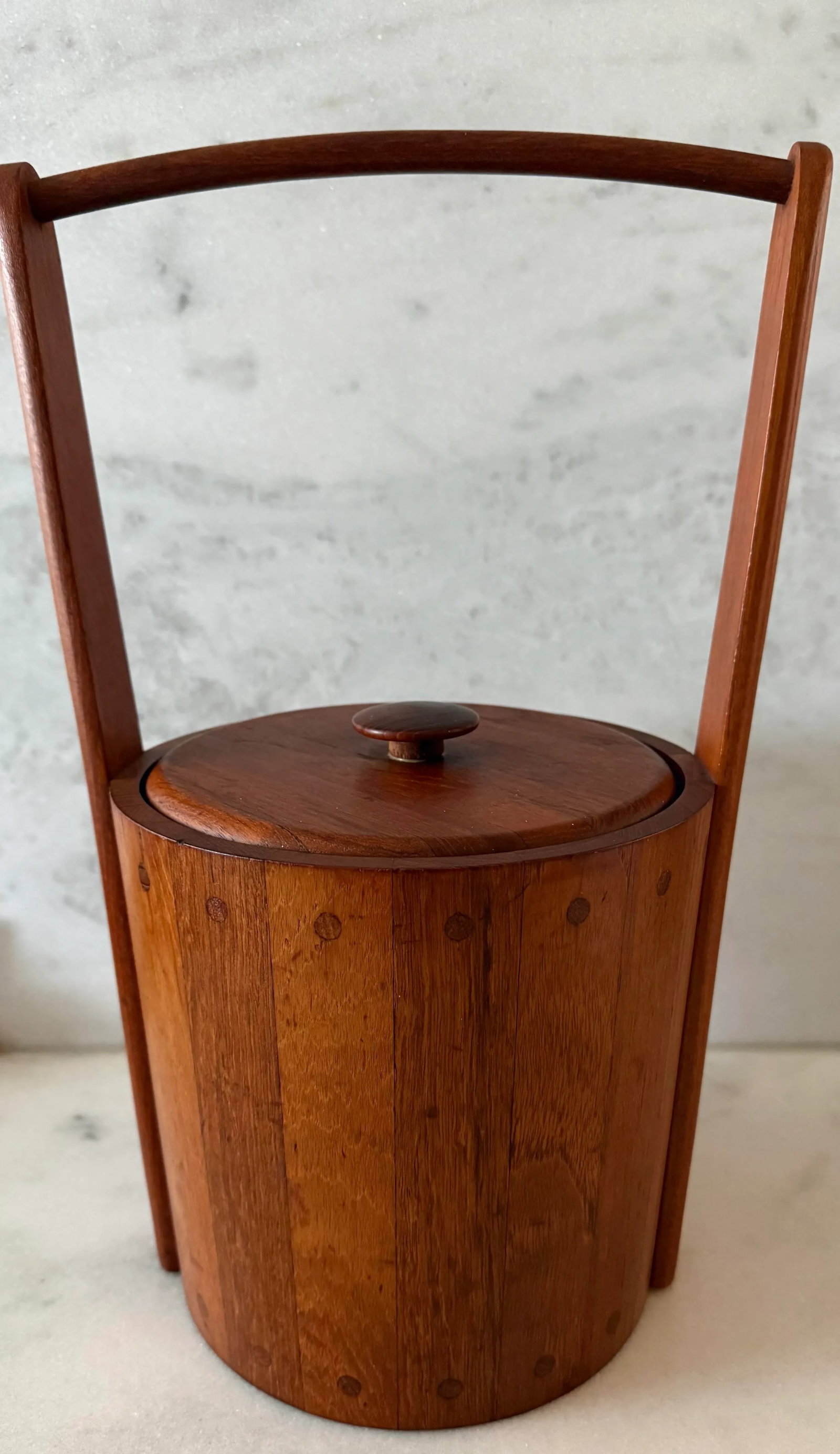 Vintage Danish Mid Century Ernest Sohn Siamese Solid Teak Ice Bucket - 2